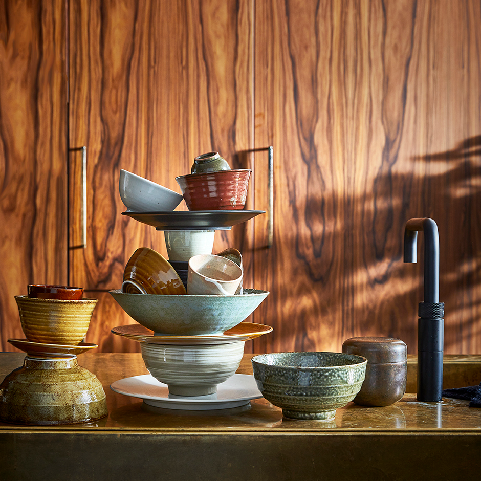 HK Living kyoto ceramics: japanese dinner plate brown