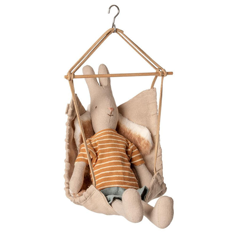 maileg hanging chair with sheepskin for dolls house furniture