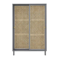 Thumbnail for webbing sliding door cabinet grey hk living 70s style cane webbing