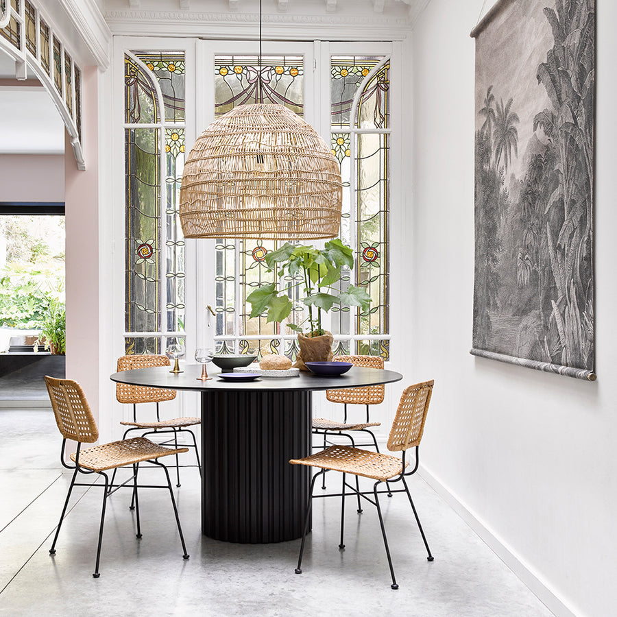 HK Living pillar dining table round black MTA2838