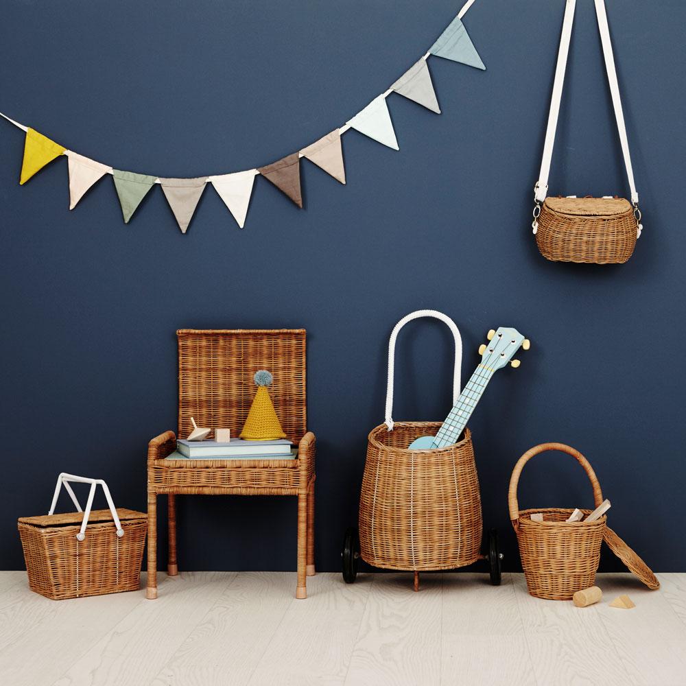 Olli Ella Luggy natural collection by olliella on hague blue background