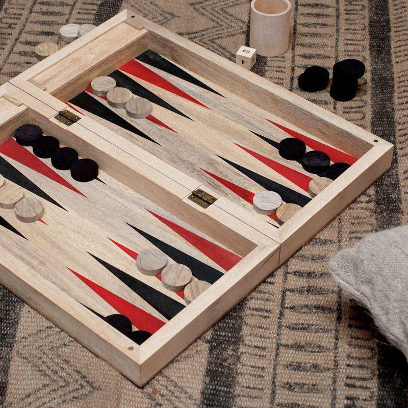 Nkuku Mango Wood Backgammon 40cm board