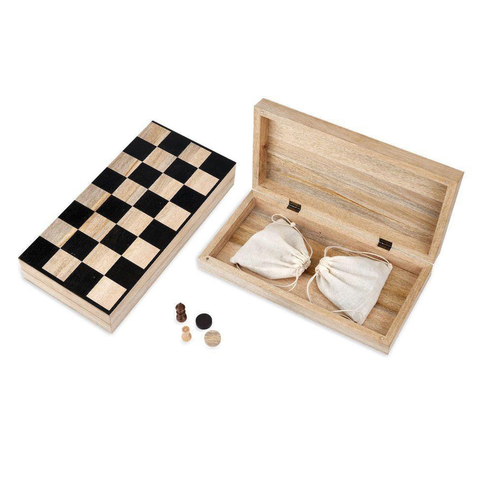 Nkuku Mango Wood Chess & Draughts 40cm Board Sustainable 