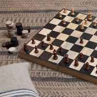 Thumbnail for Nkuku Mango Wood Chess & Draughts 40cm Board Sustainable 