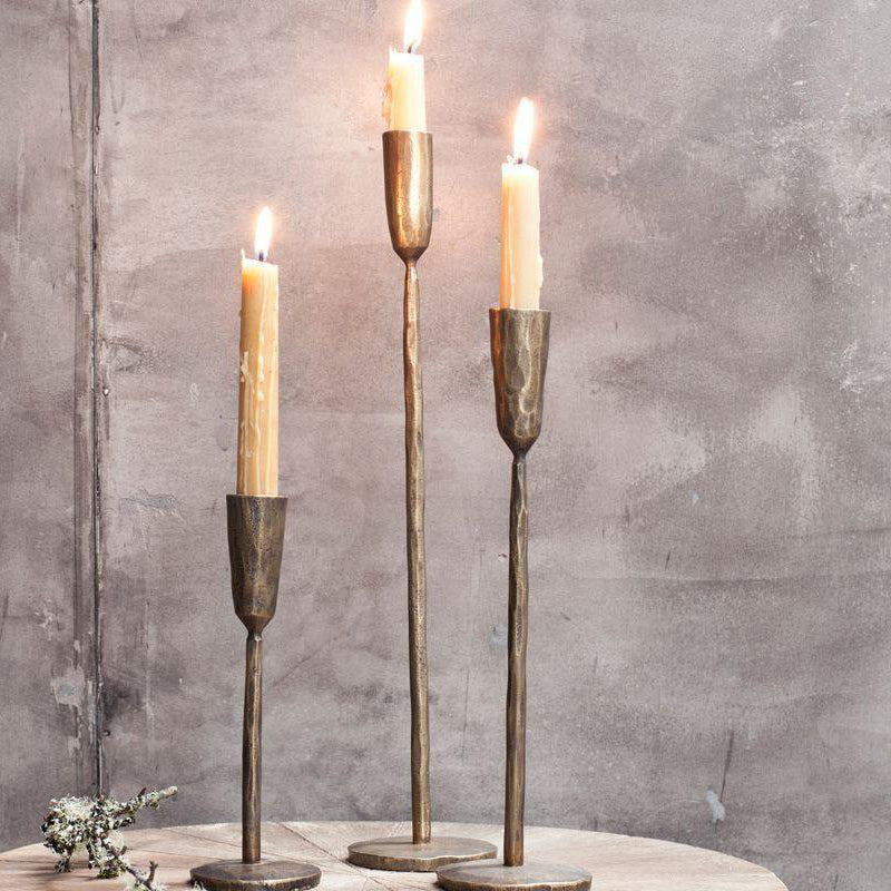 Mbata Brass Candlestick - Antique Brass Small