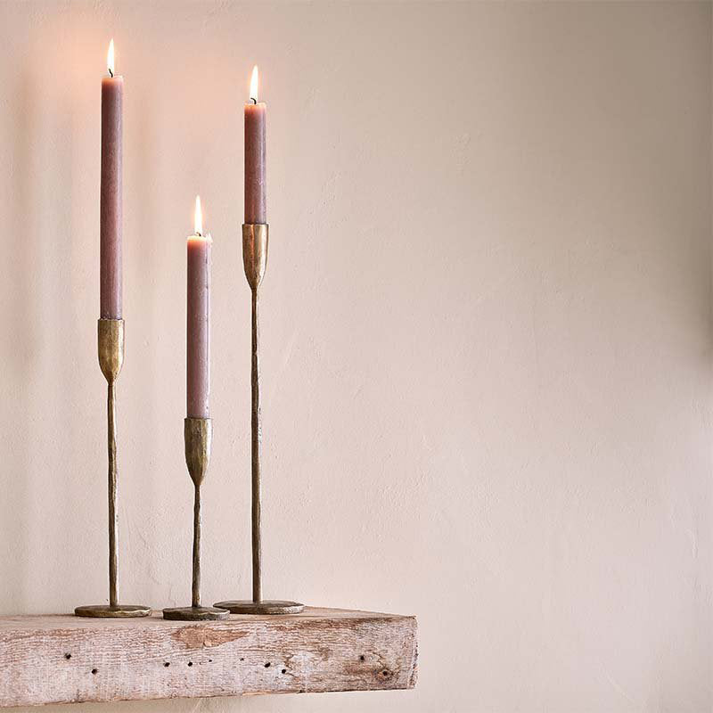 Nkuku Candle Sticks Mbata Brass Candleholder - Antique Brass Medium