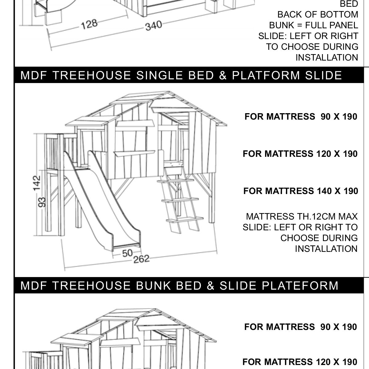 Tree house One Bed with Slide and Side Platform Mathy By Bols