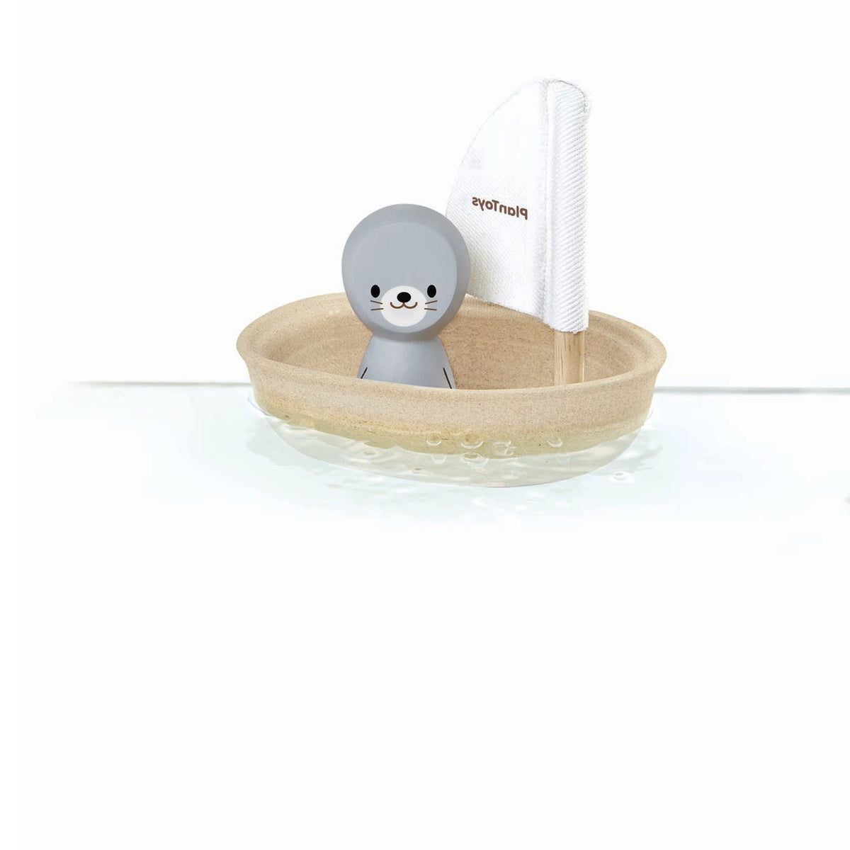 Plan Toys Sailing boat Seal White natural rubber wood bath toy