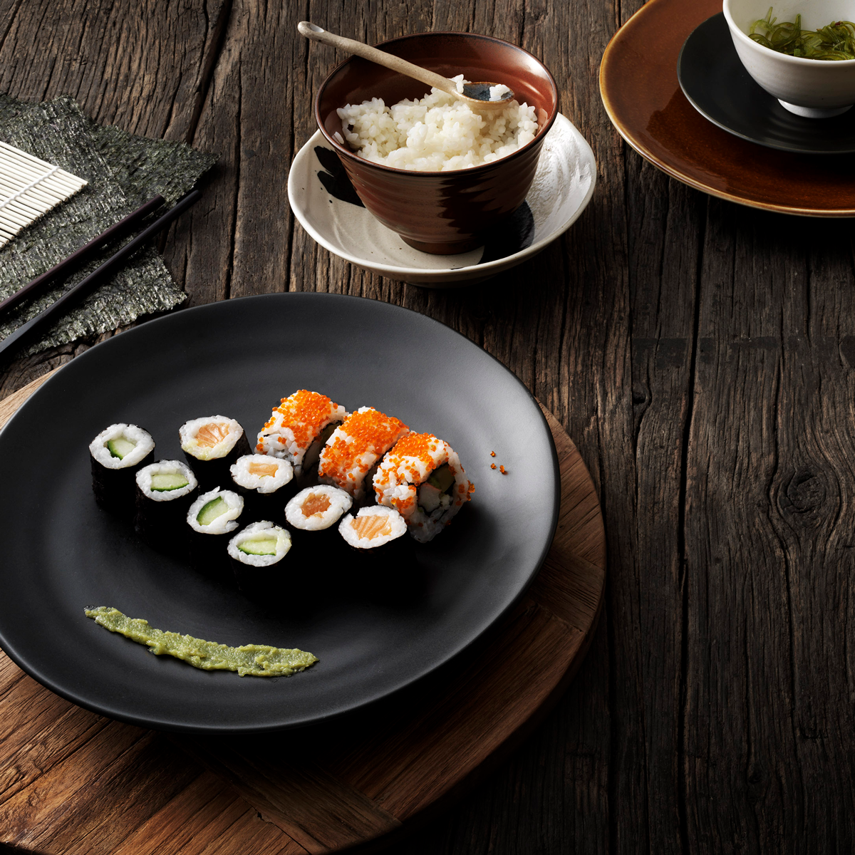 HK Living kyoto ceramics: japanese dinner plate matt black