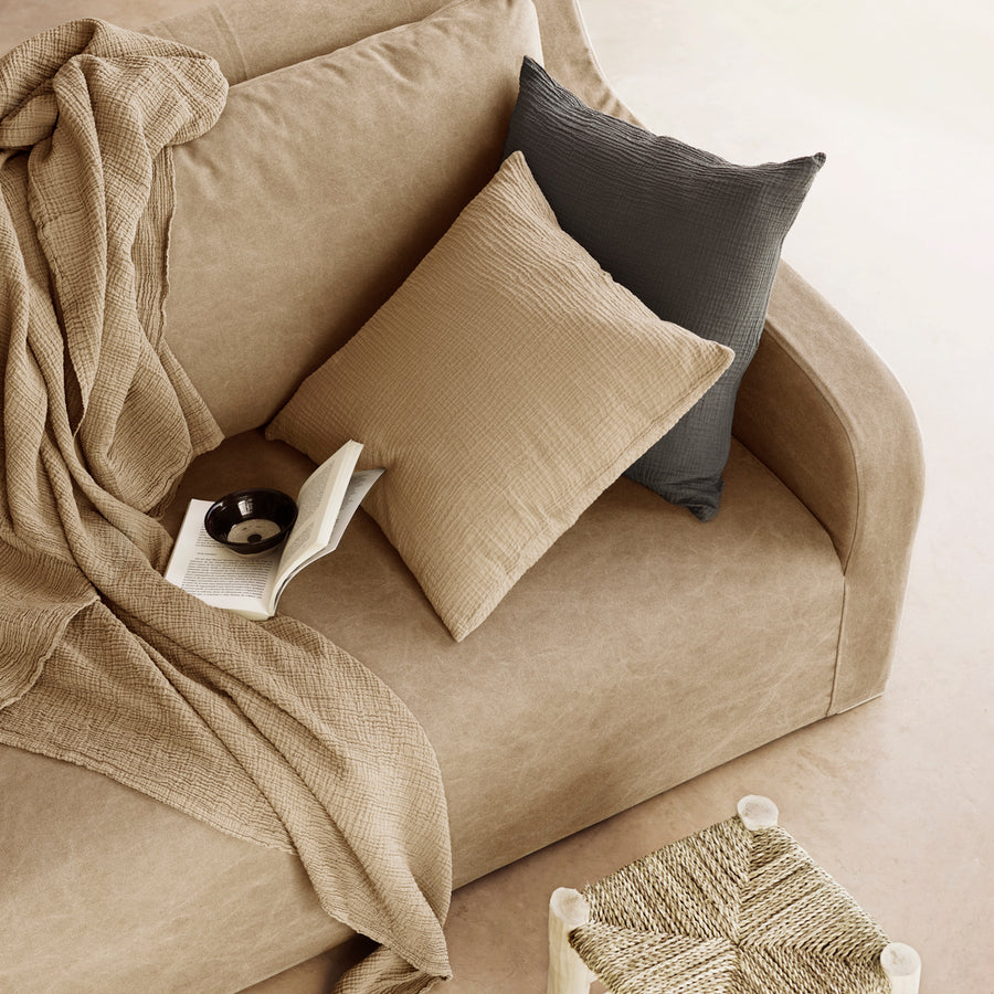 Cotton Cushion Walnut Gauze 50 x 75cm