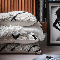 Thumbnail for HK Living cotton Bohemian zigzag cushion Black and White
