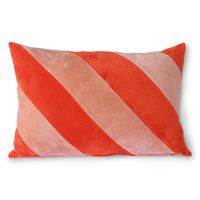 Thumbnail for HK living striped velvet cushion red/pink (40x60)