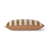 Thumbnail for HK living striped velvet cushion brown/natural (40x60)