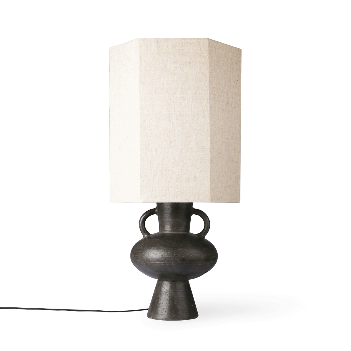 Stoneware Lamp Charcoal with Natural Shade