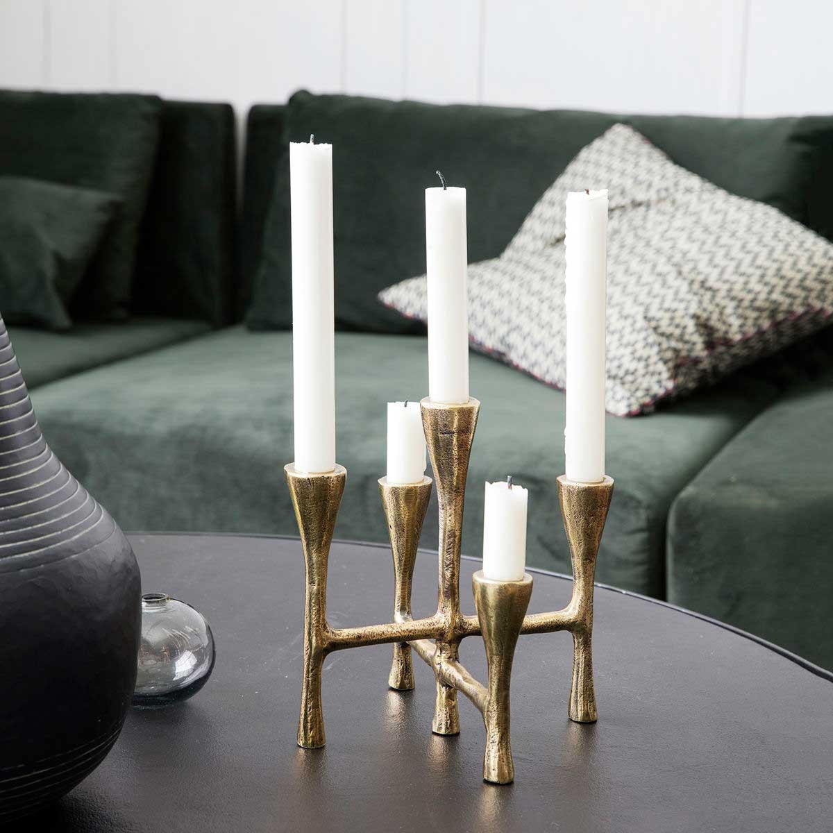 5 candle holder in gold Aluminium from house doctor tristy
